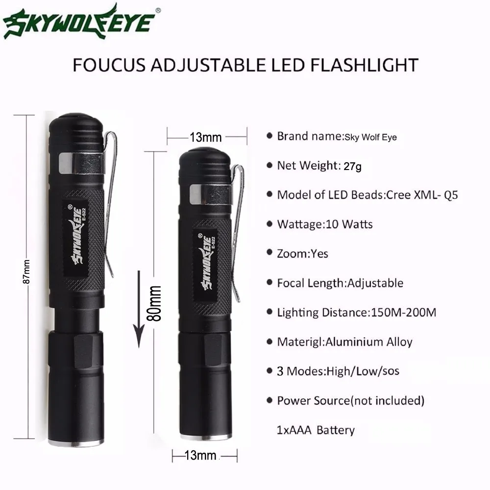 Мини 3500LM Zoomable Q5 светодиодный светильник фонарь супер яркий наружный походный