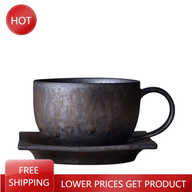 

Creative Coffee Cup Japan Pottery Primitive Art Coarse Pottery Vintage Bubble Tea Cup Decorative Kupa Bardak Tea Cup Set AA50BD