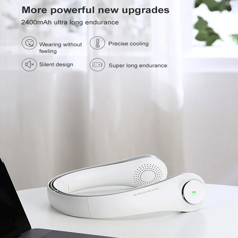 

Портативный безлистный подвесной шейный вентилятор, небольшой USB-вентилятор для занятий спортом на открытом воздухе, электрический вентил...