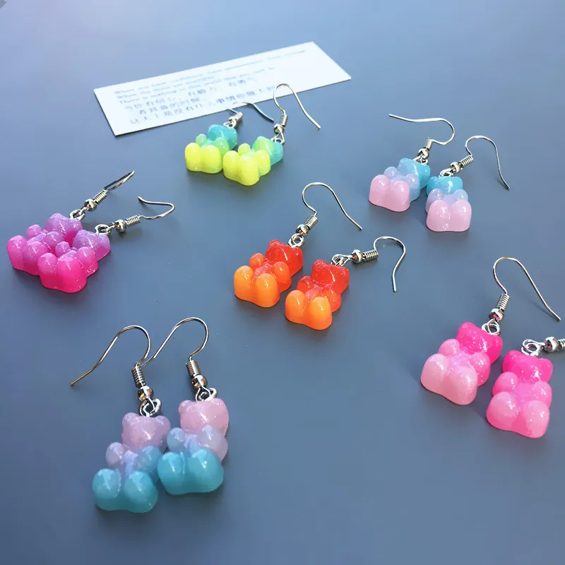 

AVEBIEN 2020 trend earings fashion jewelry 2020 New Candy gradient color bear earrings for women серьги женские серьги необычные