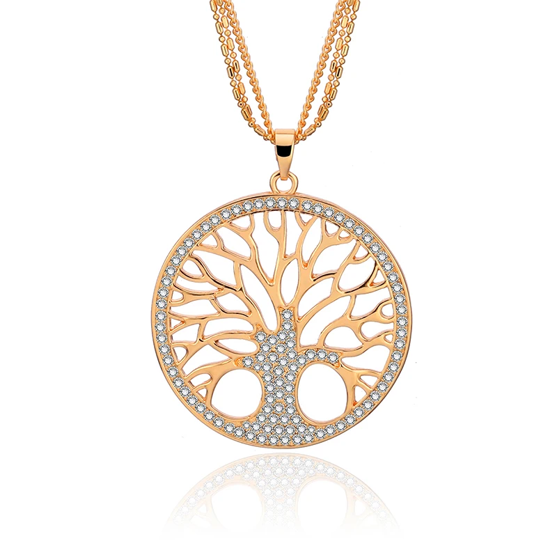 Женское ожерелье с подвеской золотое дерево жизни многослойная цепочка длинное