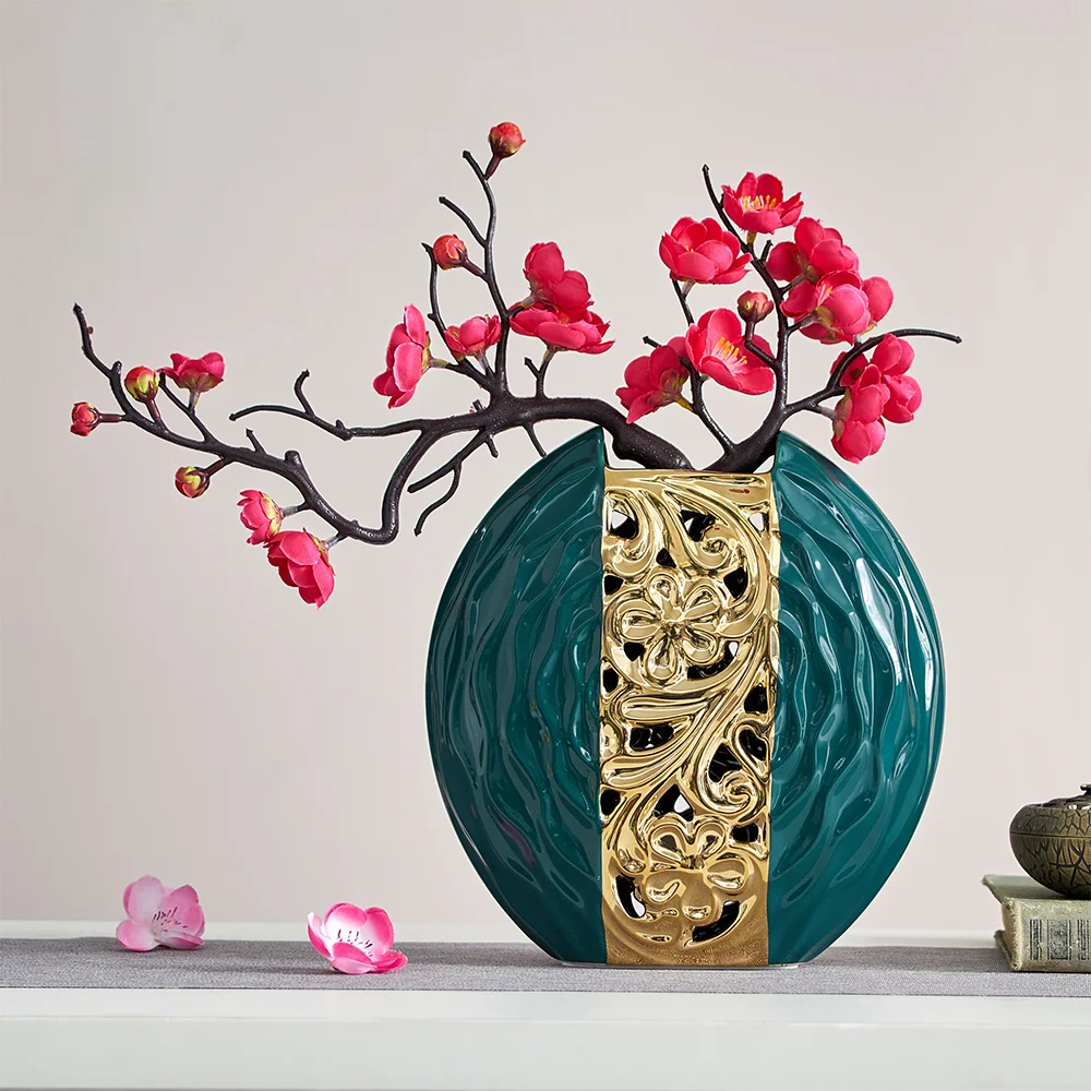 

Chinese Style Ceramic Vase White Round Dried flower vase Living Room Decor Vases Modern Home Decoration Desk Vase Gift vases