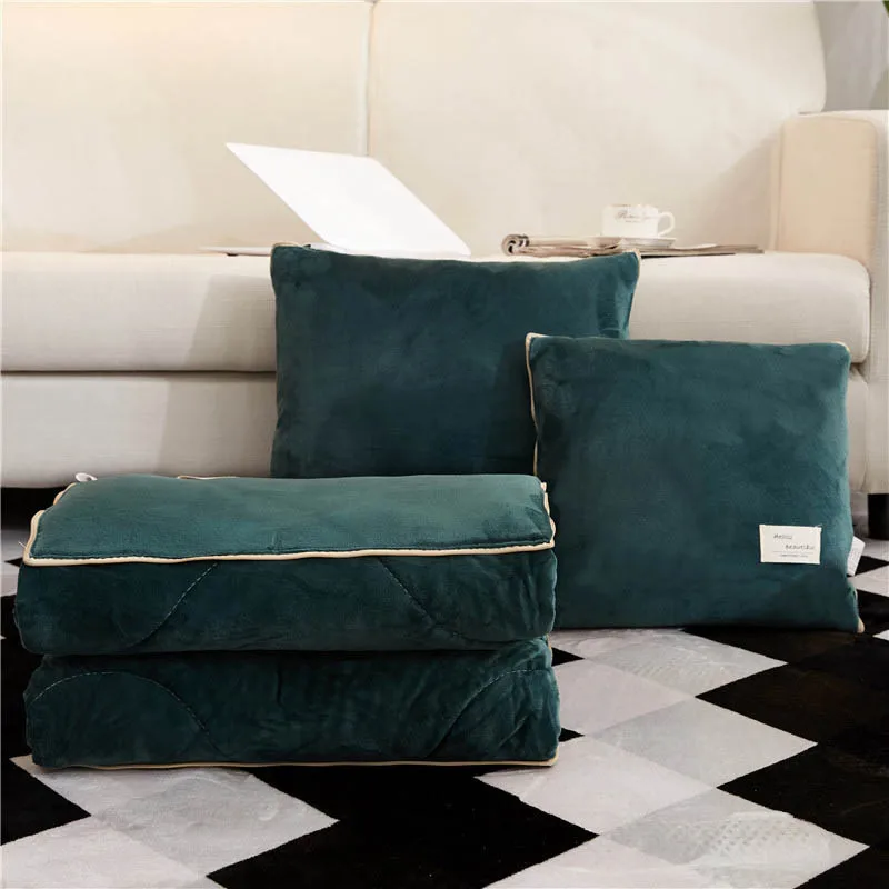 Бархатное одеяло 2 в 1 для автомобиля дивана поясничная Подушка дышащее складное