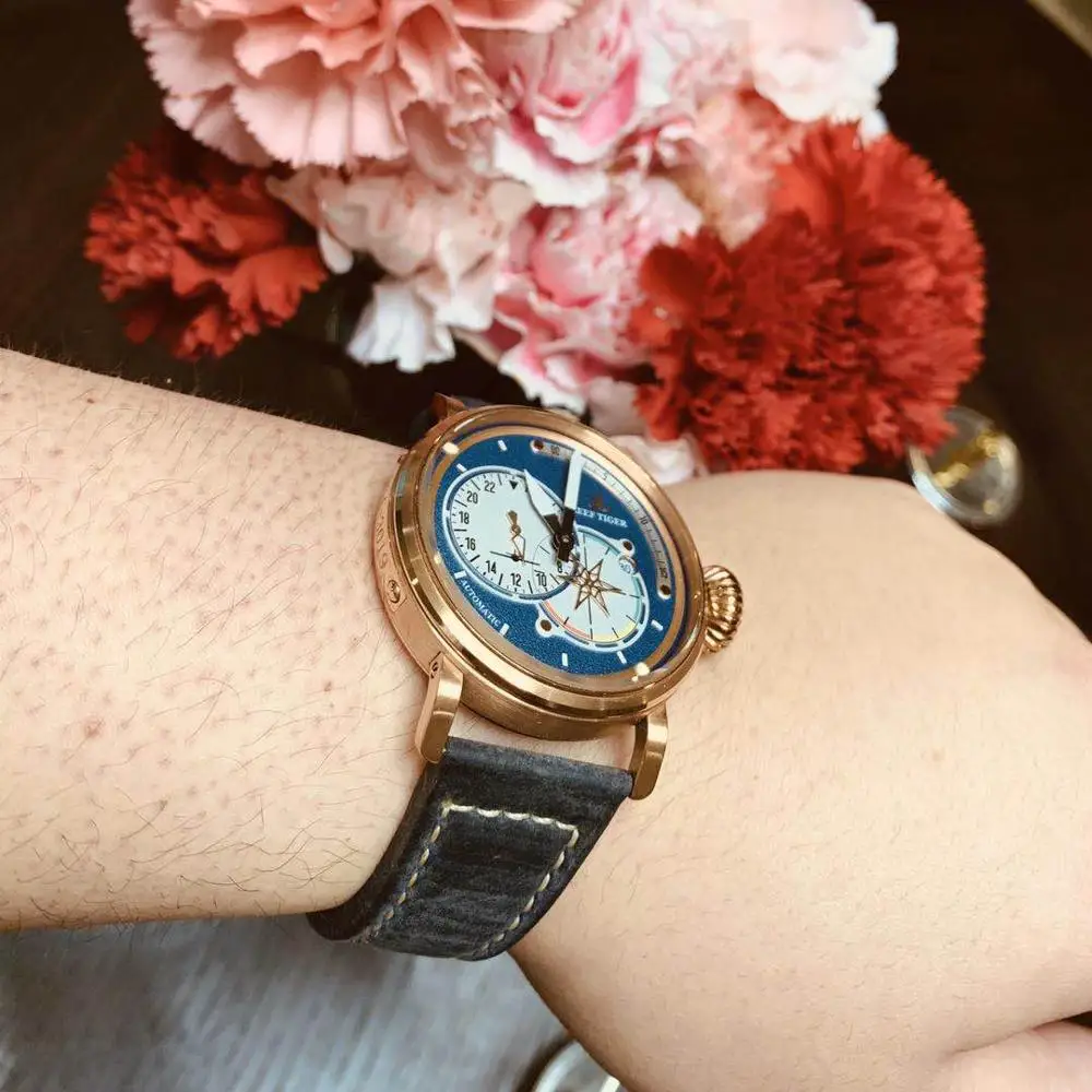 Часы мужские светящиеся автоматические из натуральной кожи в стиле