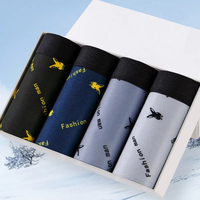 4Pcs/Lot Men's Boxer Pants Men's Underwear Brand Men's Underwear Fashionable  Casual  Soft  Comfortable And Breathable