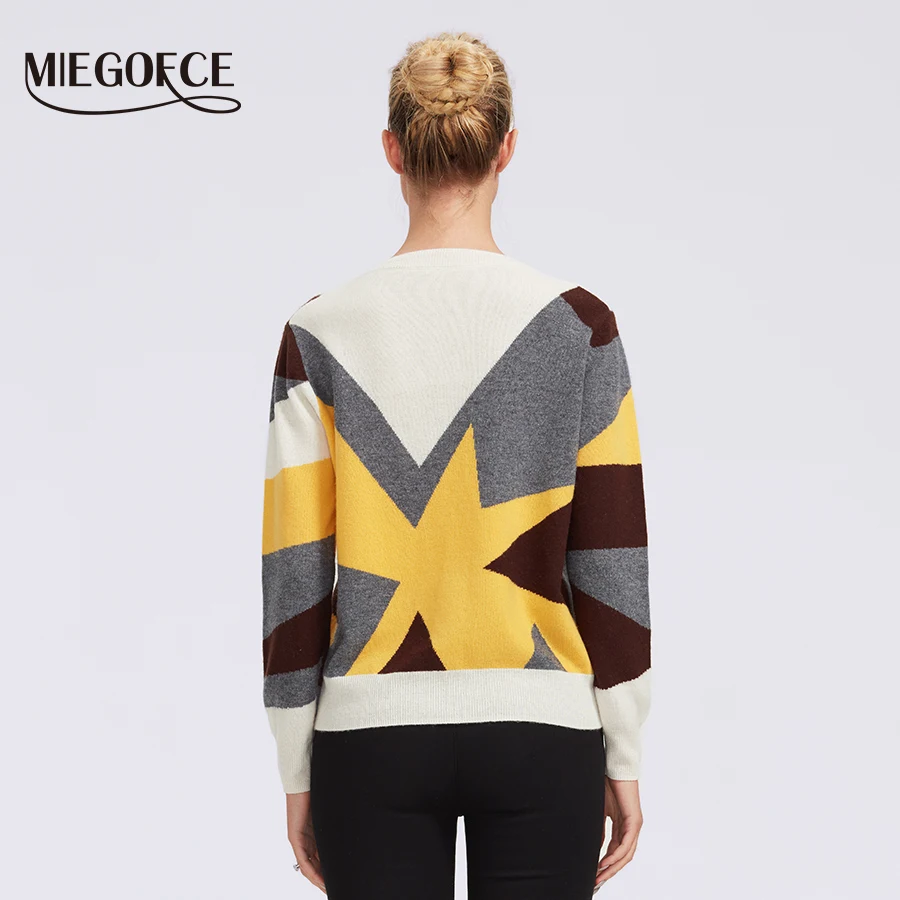 MIEGOFCE 2019 round neck for women casual knitted winter loose-style sweaters jumper women's patchwork pullovers chic blouses | Женская