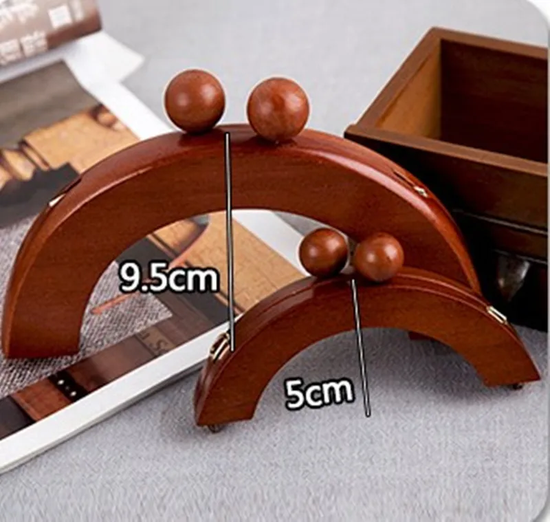 14X6 Cm Small Mini Wooden Purse Frame Coffee Color With Round Big Clasp Screws Sewing Wood Frames Obag Handles | Багаж и сумки