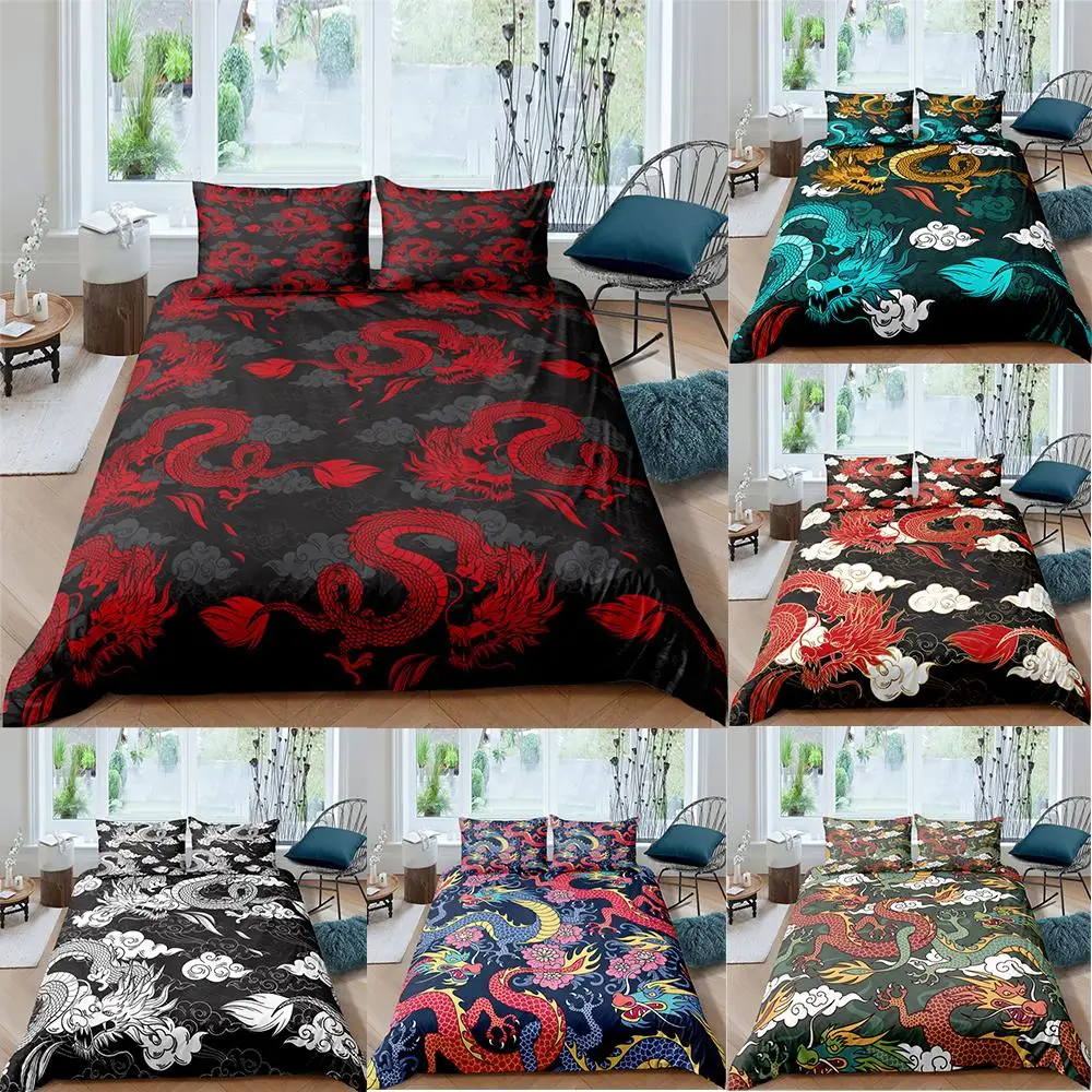 

2021 Bedding Set 3D Printing Bedclothes Dragon Duvet Cover Set Pillowcases Comforter Bed Sets Double Twin Single Home Decor