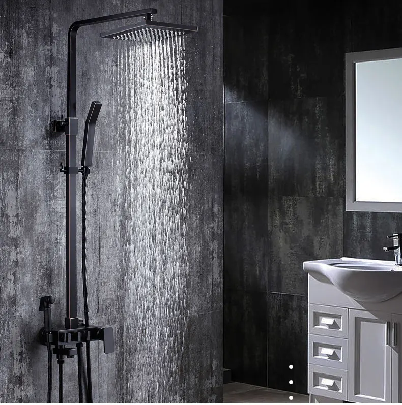 Роскошный черный старинный квадратный дождевой Душ для ванной комнаты смеситель