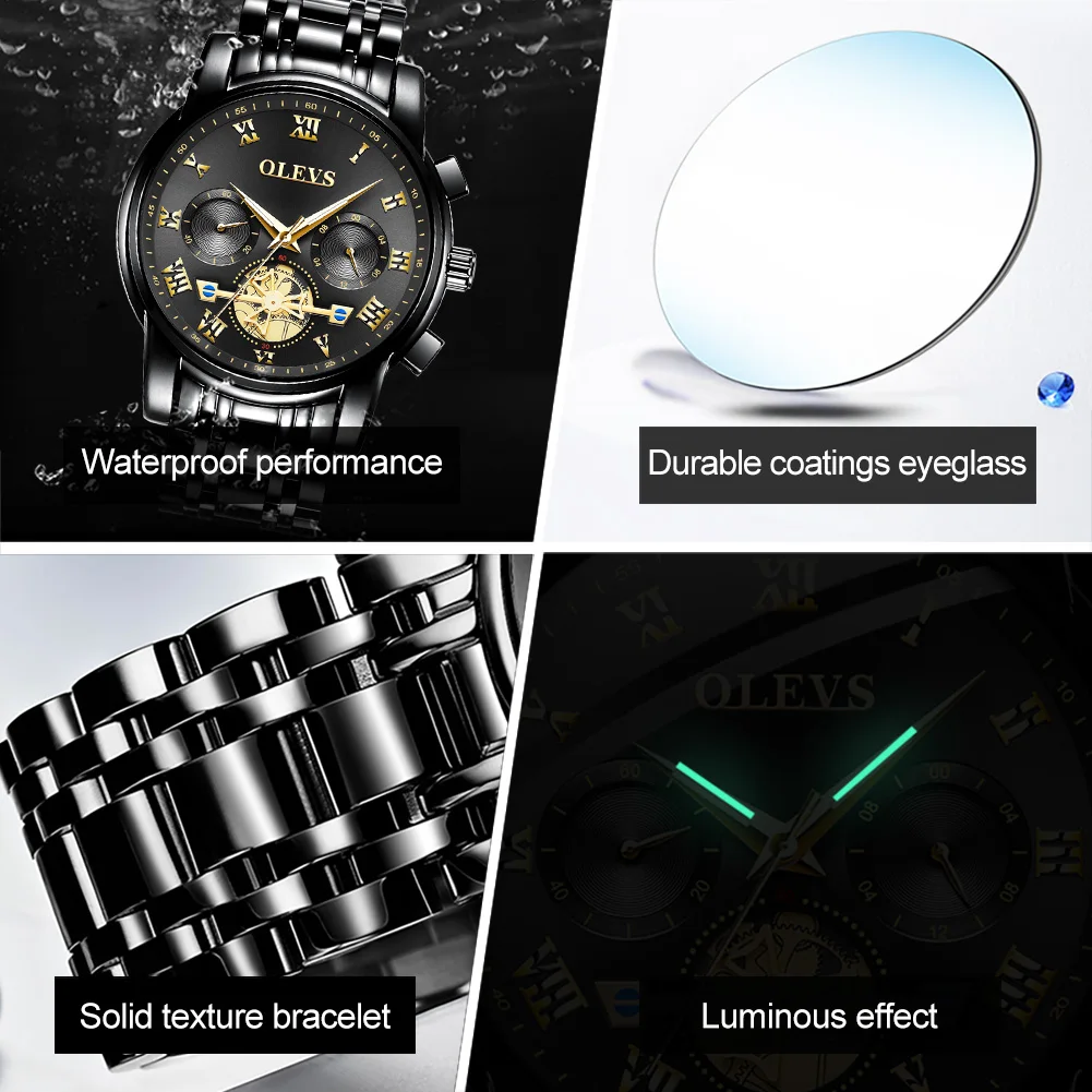 

Watches Mens 2020 OLEVS Top Brand Luxury Business Fashion Chronograph Sport Waterproof Steel Quartz Clock Relogio Masculino