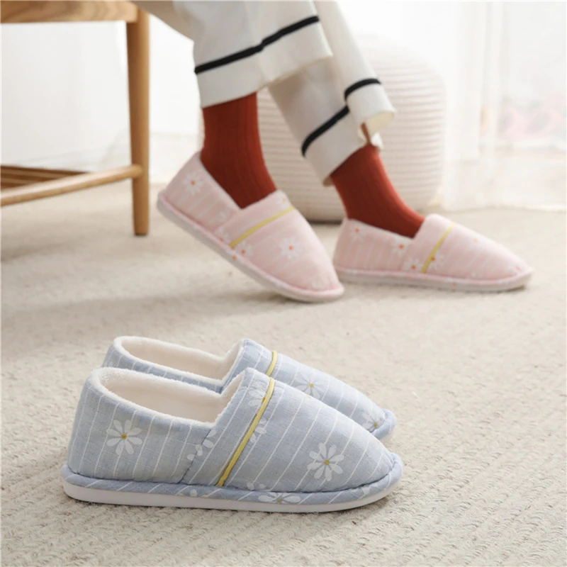 

Осенне-зимние женские туфли из хлопчатобумажной ткани с принтом маргариток