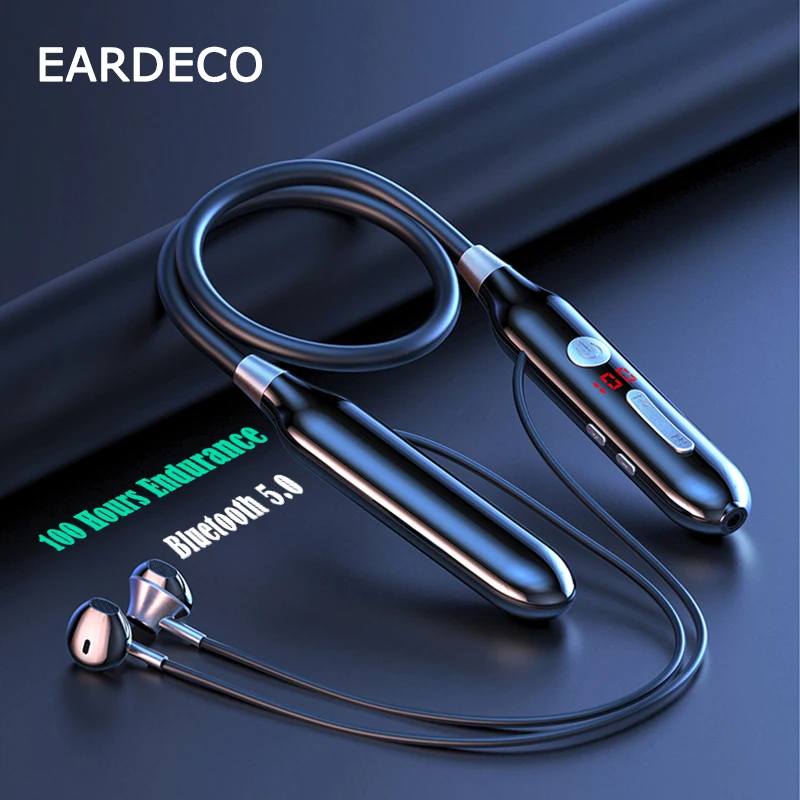 Наушники EARDECO Беспроводные с поддержкой Bluetooth и шейным ободом время