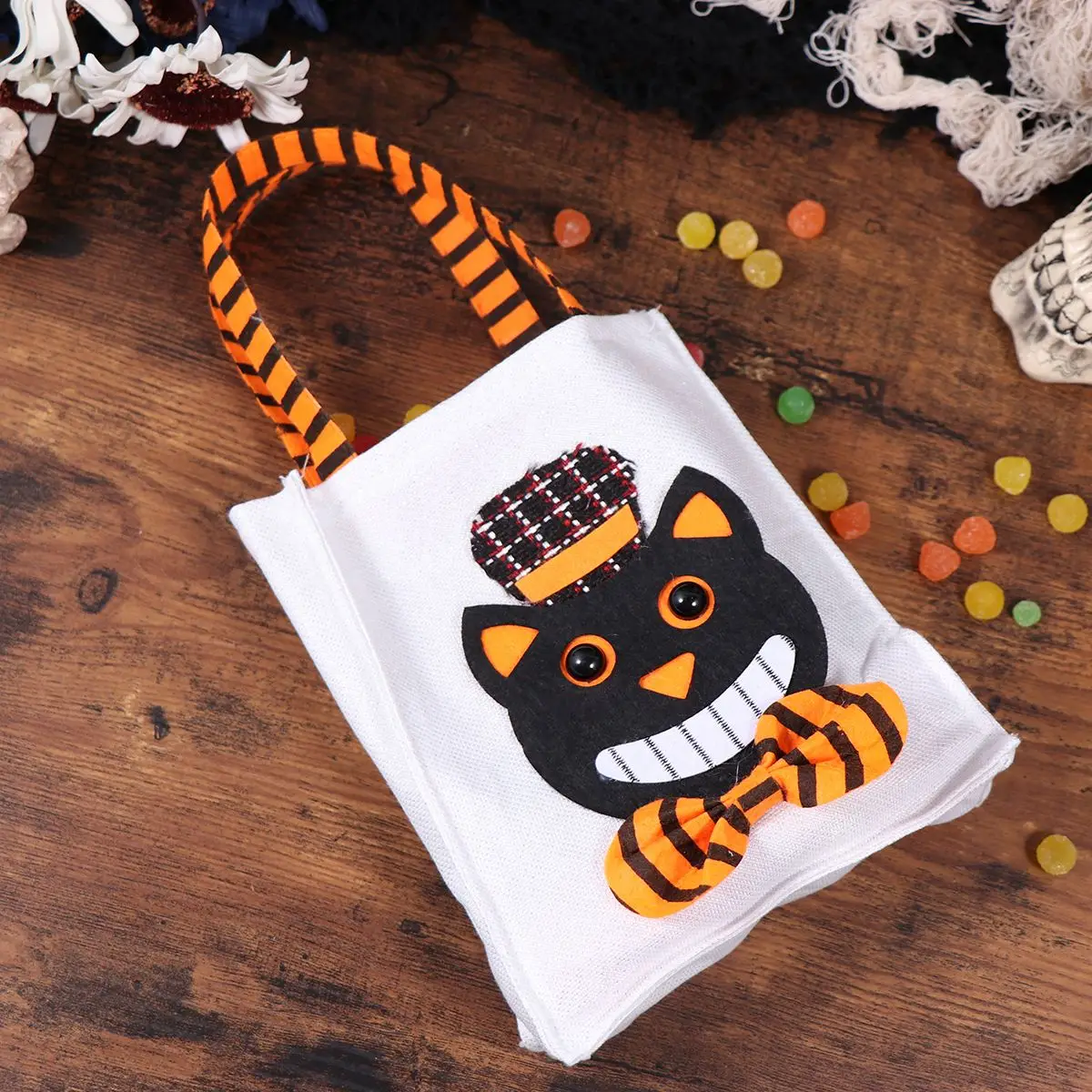 1pc Trick Halloween Bags Pumpkins Candy Bag Standing Up Linen Reusable Portable Cartoon Gift Pouch For Children Kids | Дом и сад