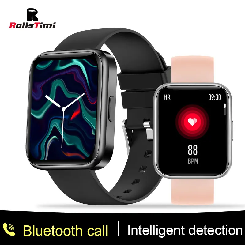 

Rollstimi 2021 Bluetooth Call Smartwatch Men 1.69inch Full Touch Screen Music Playback Women Sports Fitness Tracker wristband