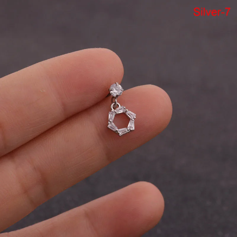 1 шт. из нержавеющей стали крест сердце цветок корона пирсинг Cz Шпильки для ушей