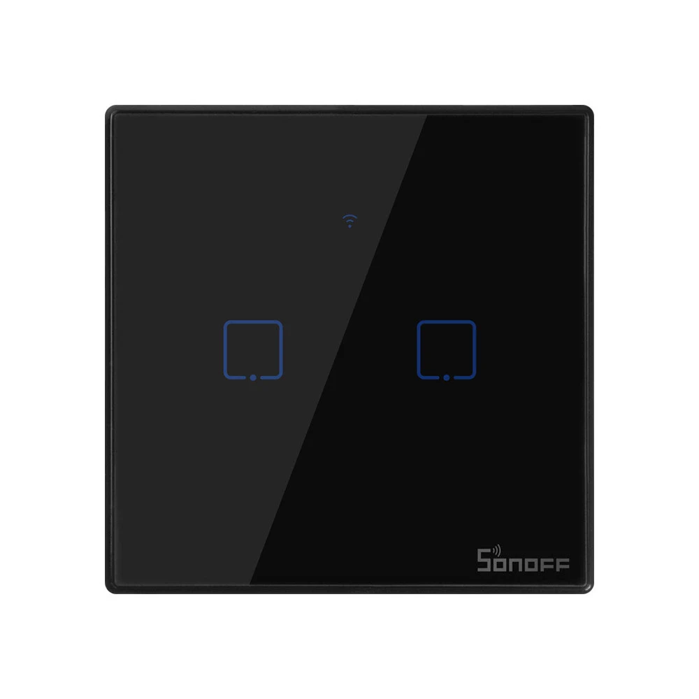 2 Gang SONOFF T3 TX SmartSwitch Wifi настенный сенсорный переключатель с бордюром дома 433 пульт дистанционного управления RF/голосовой/APP/сенсорное управление работа с Alexa EU - Комплект: 2 Gang