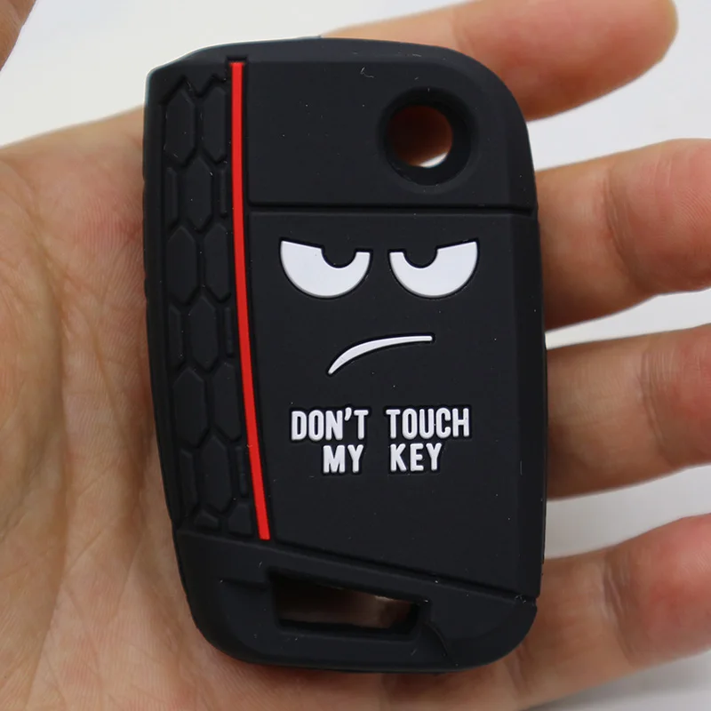 Dont Touch My Key 3 кнопки чехол для ключа автомобиля для VW Golf 7 MK7 Seat Leon 3 Ibiza 4 5 Toledo 4 Arona Ateca Skoda Octavia - Название цвета: Черный