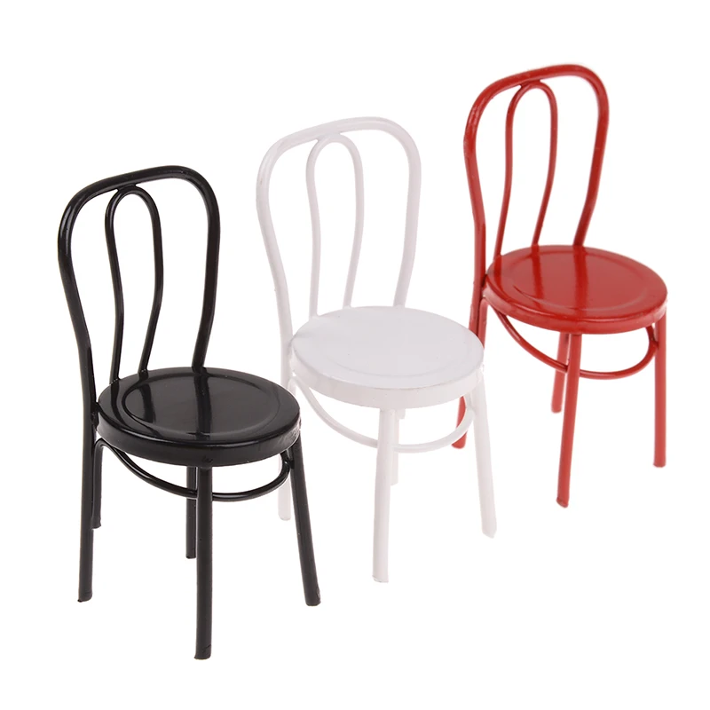 

3 Color Doll house Miniature 1:12 Iron Chair model for Dolls House Furniture for dolls mini chair toys for children Chair model