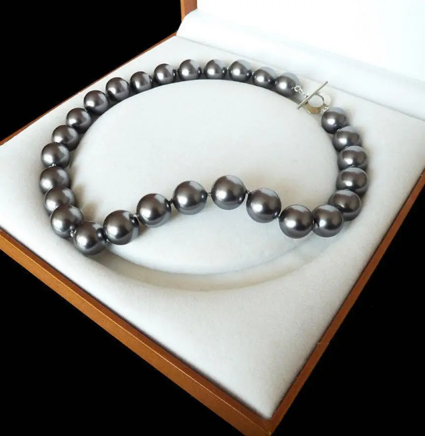 Модные украшения бесплатная доставка натуральное темно-серое круглое жемчужное