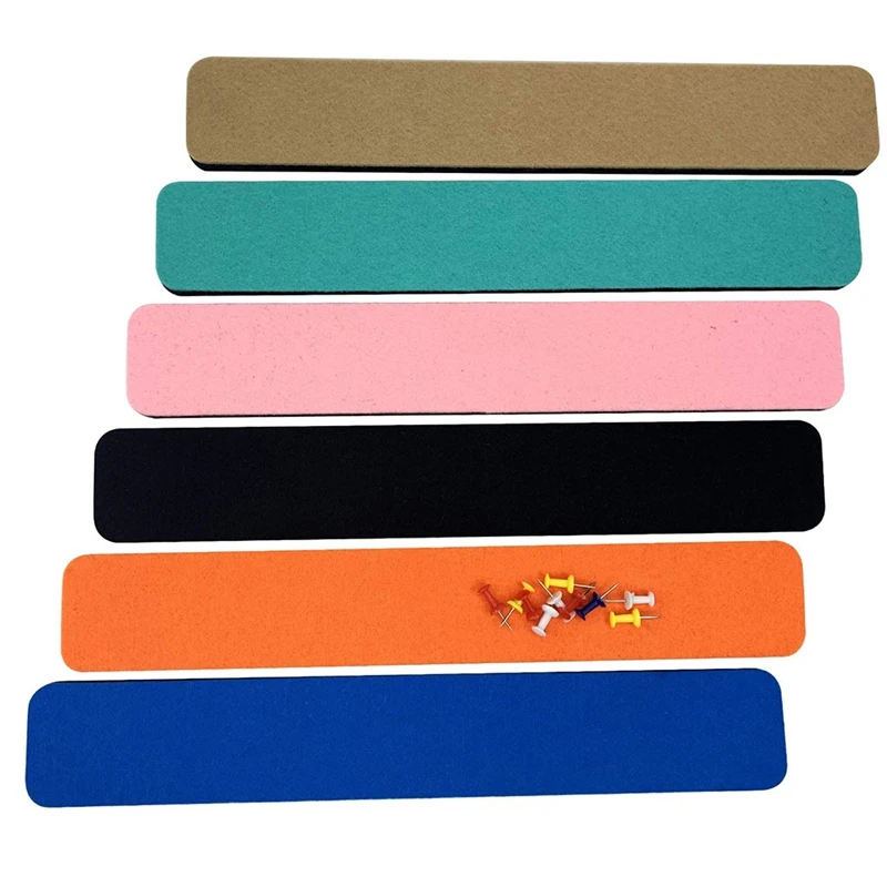 

6 шт. войлочная доска для объявлений, полоса, самоклеящаяся войлочная доска, полоса для стен, без рамки, декоративная доска для объявлений