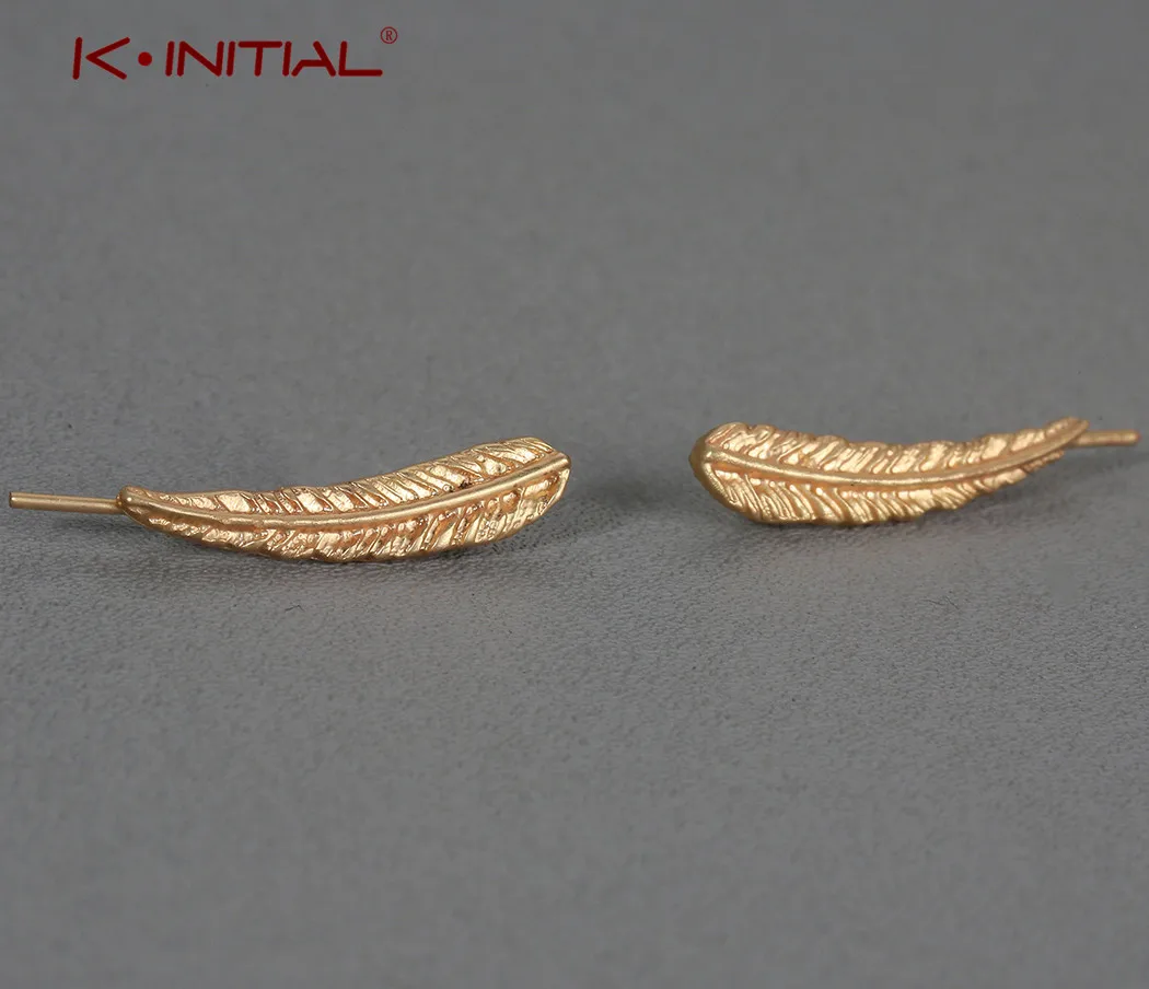 

Kinitial Fashion Ear Climber Jewelry Earrings For Women Leaf Feather Ear Cuff Brincos Bijoux boucle d'oreille Jewelry Earring