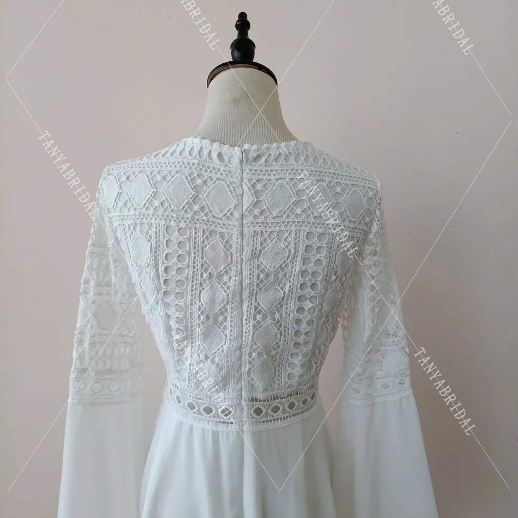 Шифоновые коктейльные платья с длинными рукавами, кружевные короткие мини Вечерние платья с v-образным вырезом, недорогие платья для выпускного вечера DQG908