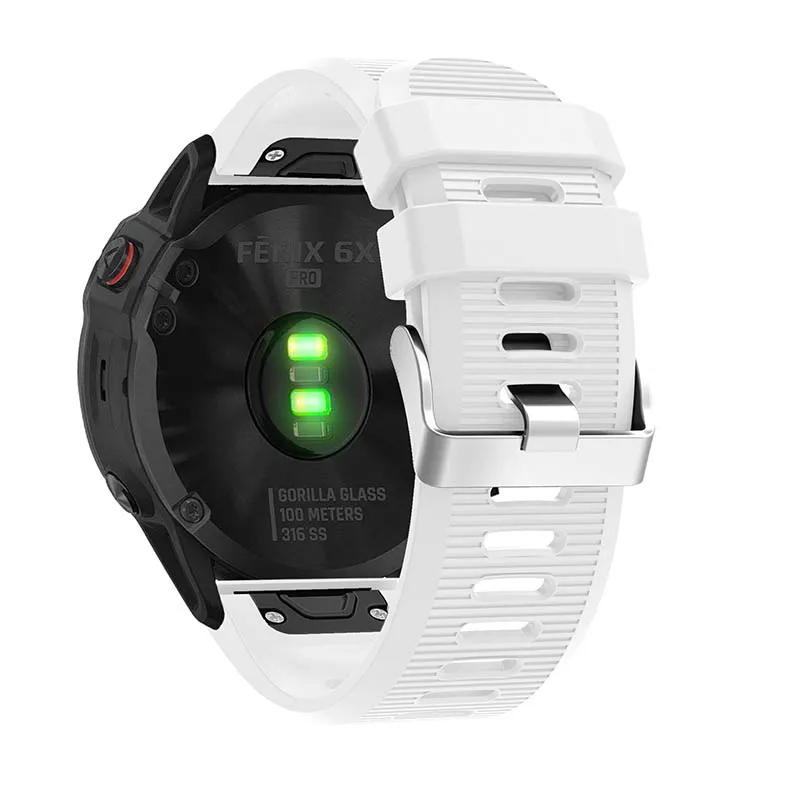 White 20 22 26 мм для Garmin Fenix 6S 6 6X Pro 5S 5 5X Plus удобный силиконовый ремешок смарт-аксессуары быстросъемный ремешок для часов - Цвет: White