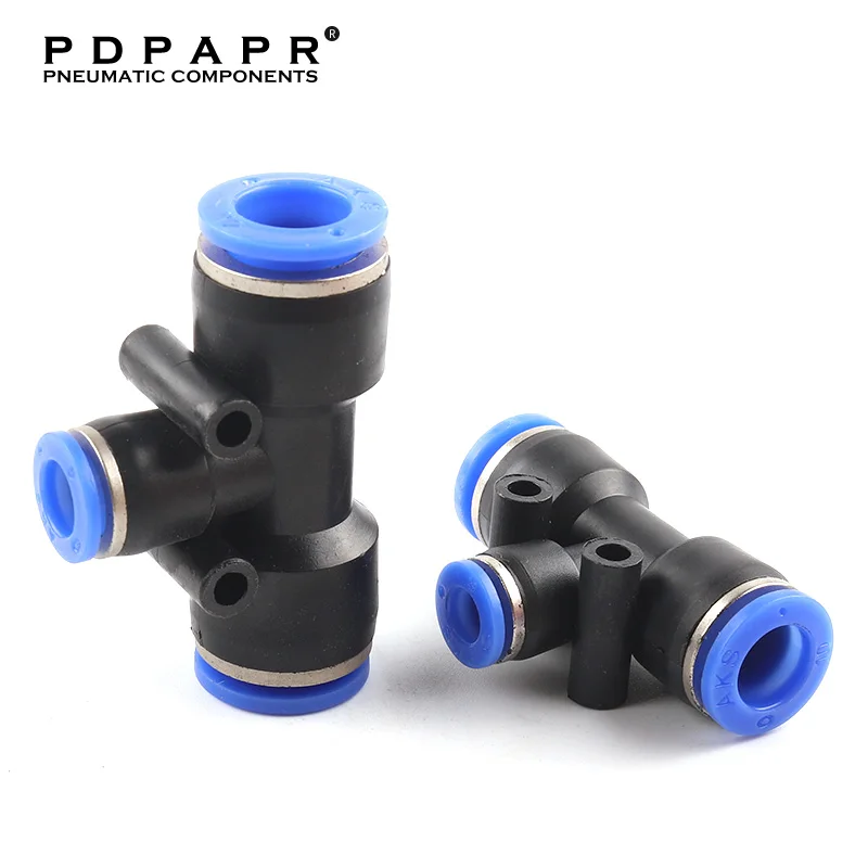 

PEG 3 Way Pneumatic Fittings 4mm-16mm OD Hose Push In Quick Connector T-type Tee Plastic Pipe Water Hose Tube Pneumatic Fitting