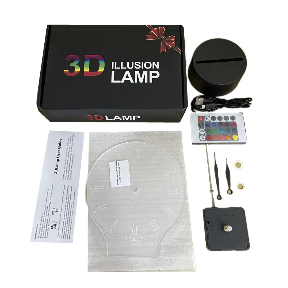 

Love Desk Clock LED Lamp Gift 3D Night Light Wooden Alarm Clock Acrylic Board Color Touch Switch 7 Colors AA/USB Power Supply