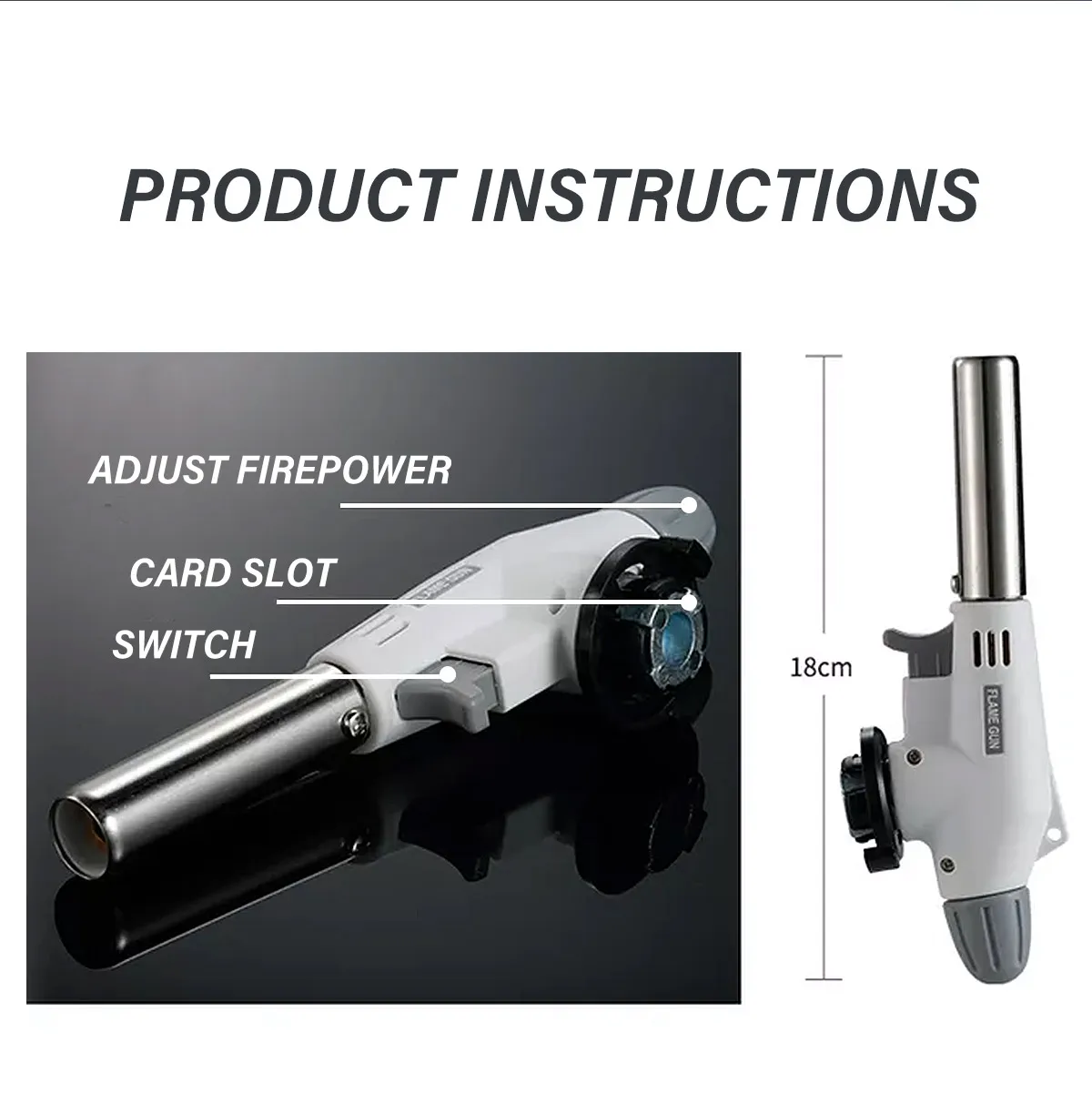 

Metal Flame Gun Welding Gas Torch Lighter Heating Ignition Butane Portable Camping Cooking AutoIgnition Welding Torch Gas Burner
