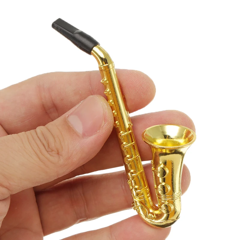 Мини Творческий саксофон дымовая трубка портативный металлический табак травы