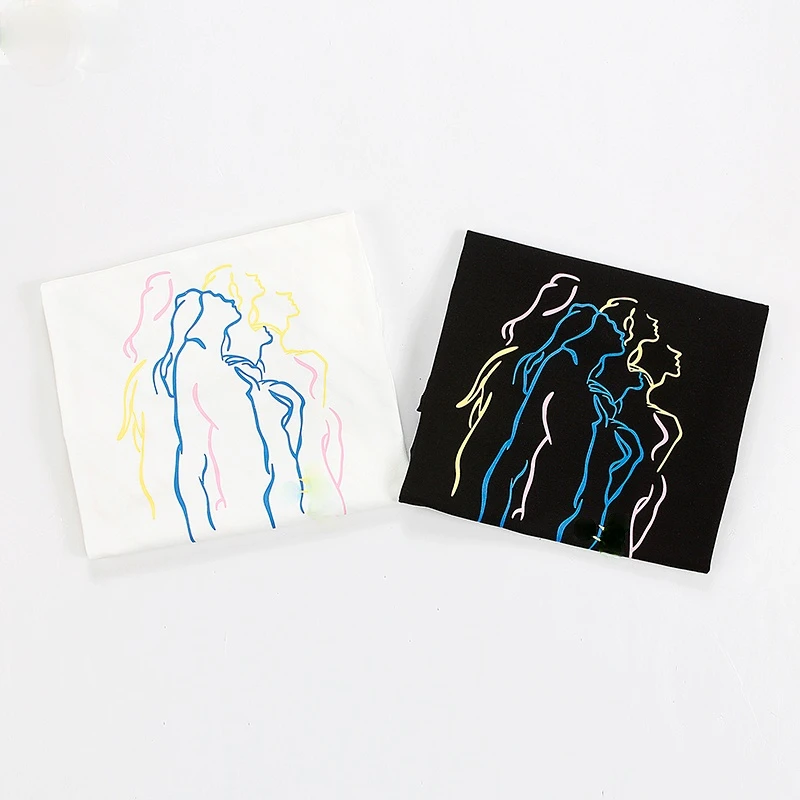 

2021 Fashion New Style Ordell Fabric High Street Wind Comfortable T-shirt Leisure Cool Contrast Color Multicolor Line