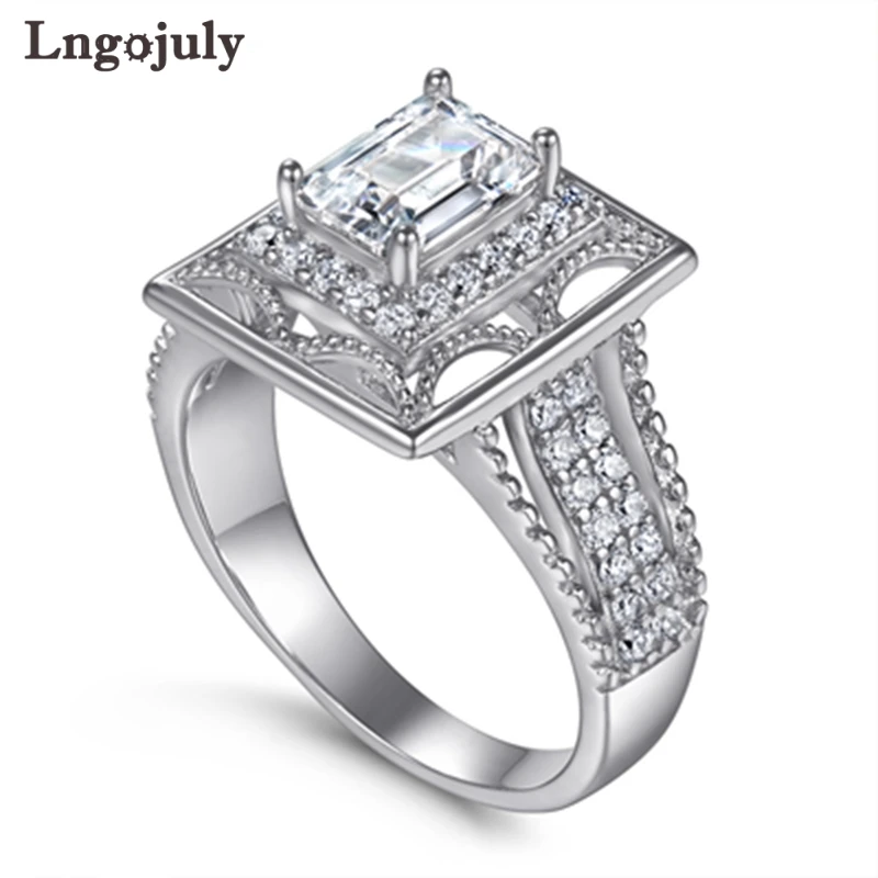 

Fine Jewelry Women Ring Pure 100% 925 Sterling Silver Ring Zirconia Rhinestone Rings Jewelry Accessories For Bride Wedding Party