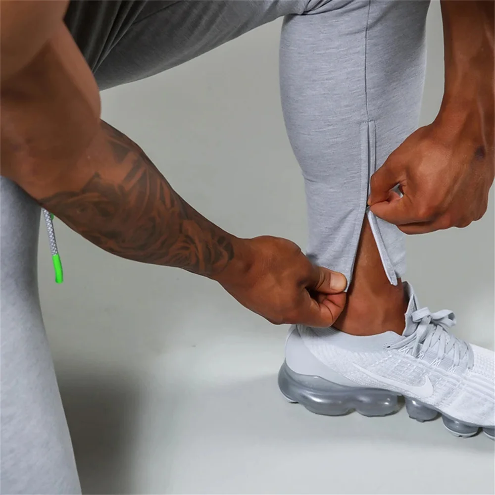 Осенние штаны для бега мужские хлопковые тренировочные облегающие тренажерного