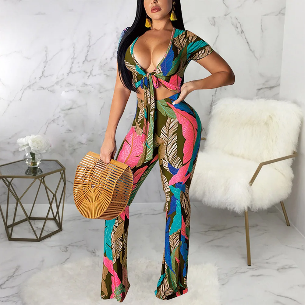 Женский комплект из 2 предметов Fadzeco летний сексуальный короткий топ с глубоким V