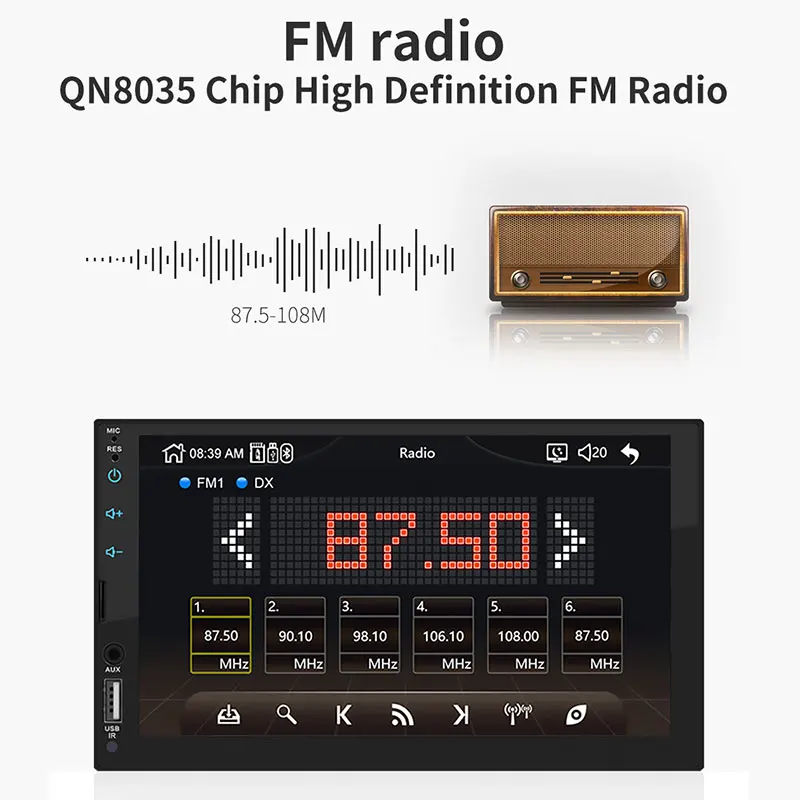 

Прочный 7-дюймовый автомобильный mp5-проигрыватель FM/USB/AUX, Bluetooth, FM, автомобильный видеоплеер MP5 для Android/Apple, двусторонний интернет