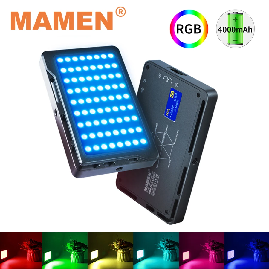 

MAMEN Full Color RGB Video Light 1000-9000K Photography Lighting 4000mAh CRI 96+ Panel Lamp for Studio Youtube Vlog Camera Light