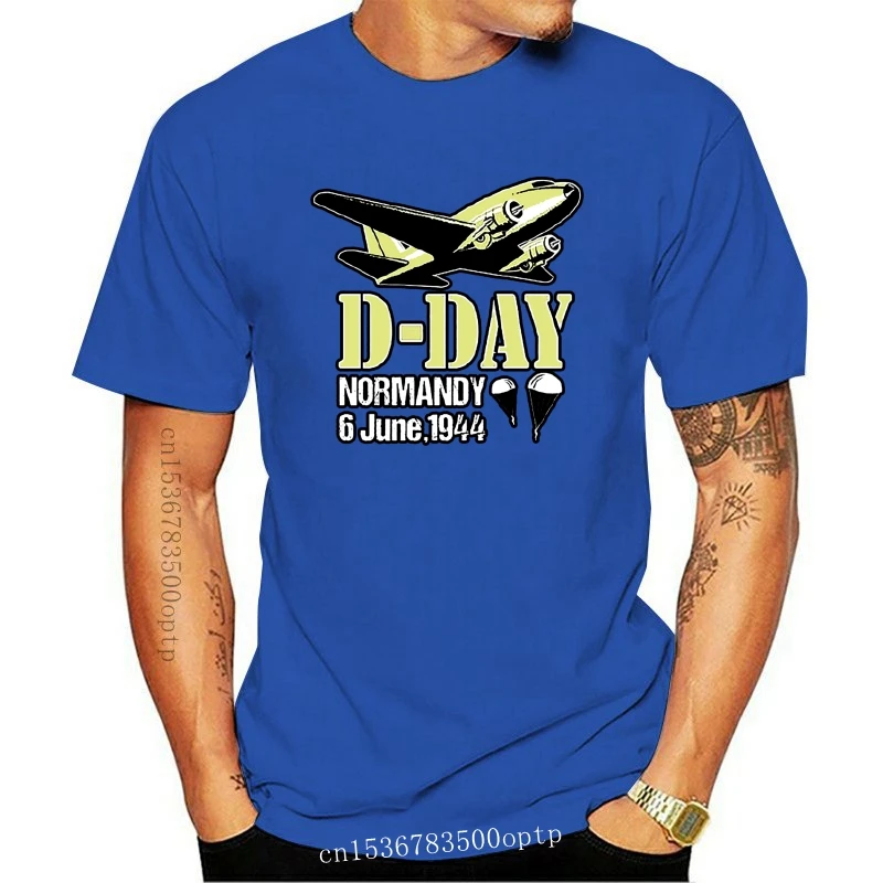 

New Men tshirt D Day Normandy Landings Invasion Douglas C 47 Dakota Aircraft Shirt D Day T Shirt Printed T-Shirt tees top