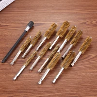 12pcs electric impact drill hex shank brush car paint remover wire rust cleaner with rod machinery polishing grinding tool set