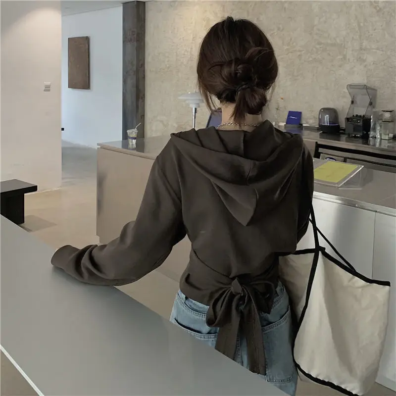 

2021 Autumn Spring Korean Version Hooded Casual Loose Sweatshirt Pullovers Women Female Loose Jumpers Top Y178