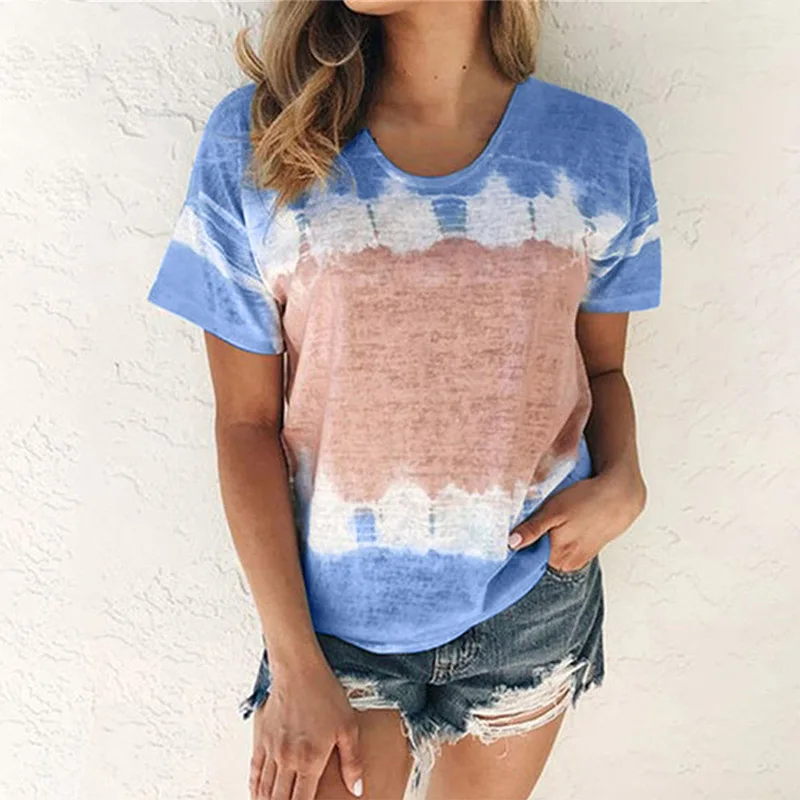 

Футболка женская с коротким рукавом и круглым вырезом, модный Свободный Топ с принтом, Повседневная Уличная одежда, большие размеры, на лето