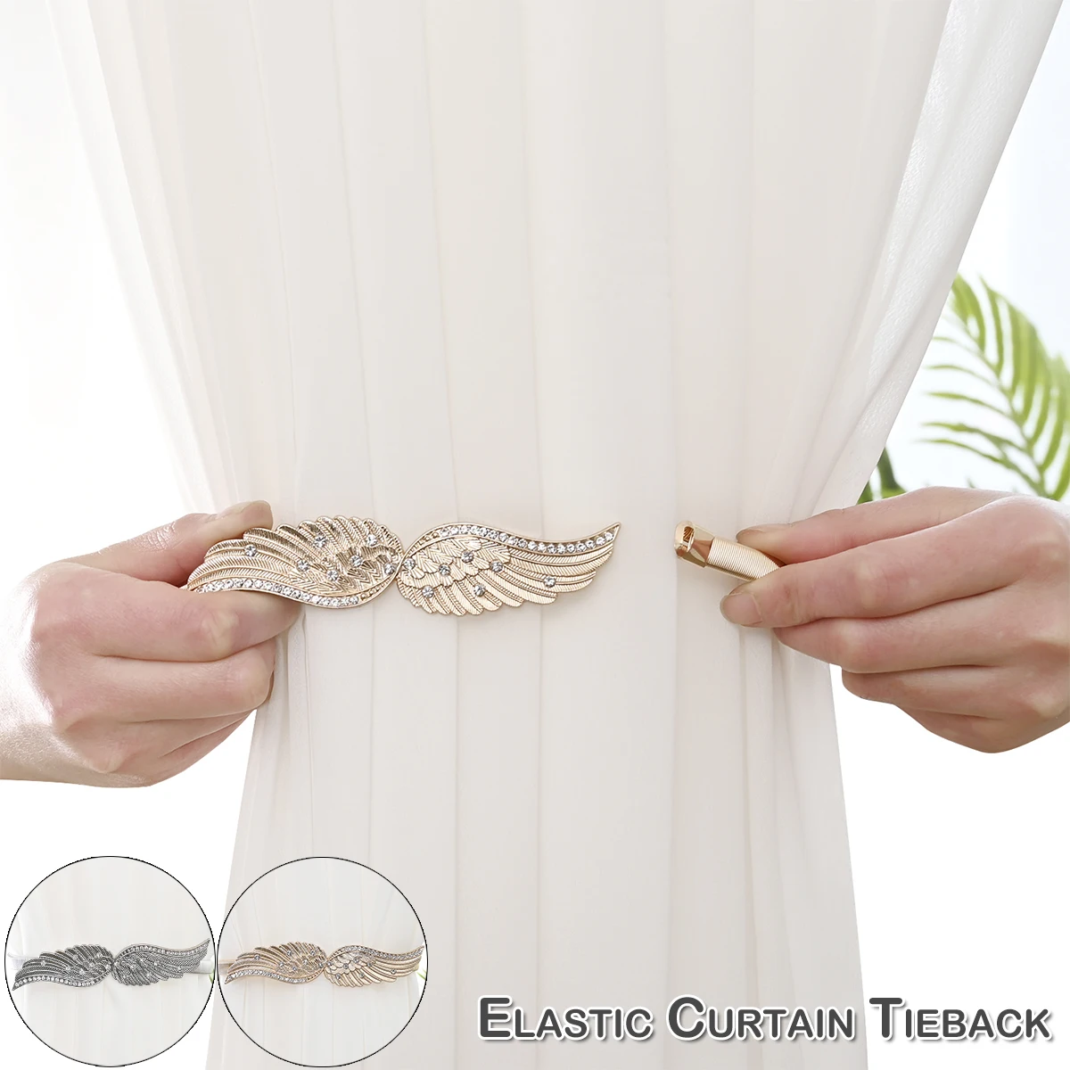 

2 Pcs Pack Metal Rope Curtain Home Tieback Ornament Tie Backs Elastic Holdbacks Tieback Window Curtain Accessoies Decoration D30