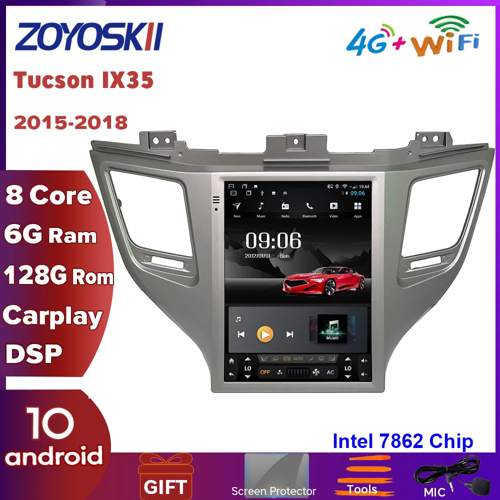 

ZOYOSKII Android 10 10.4" car vertical screen tesla gps navigation radio player for Hyundai Tucson IX35 2015 2016 2017 2018