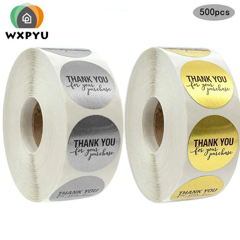 500 шт Золотой Круглый спасибо за покупку наклейки печать этикеток декоративные