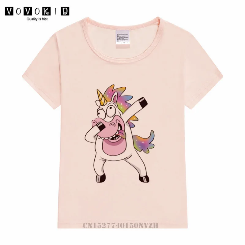 

Baby Boy Girl Dabbing Unicorn Cute Print Clothes Children Funny T-shirt Round Neck Cotton Children