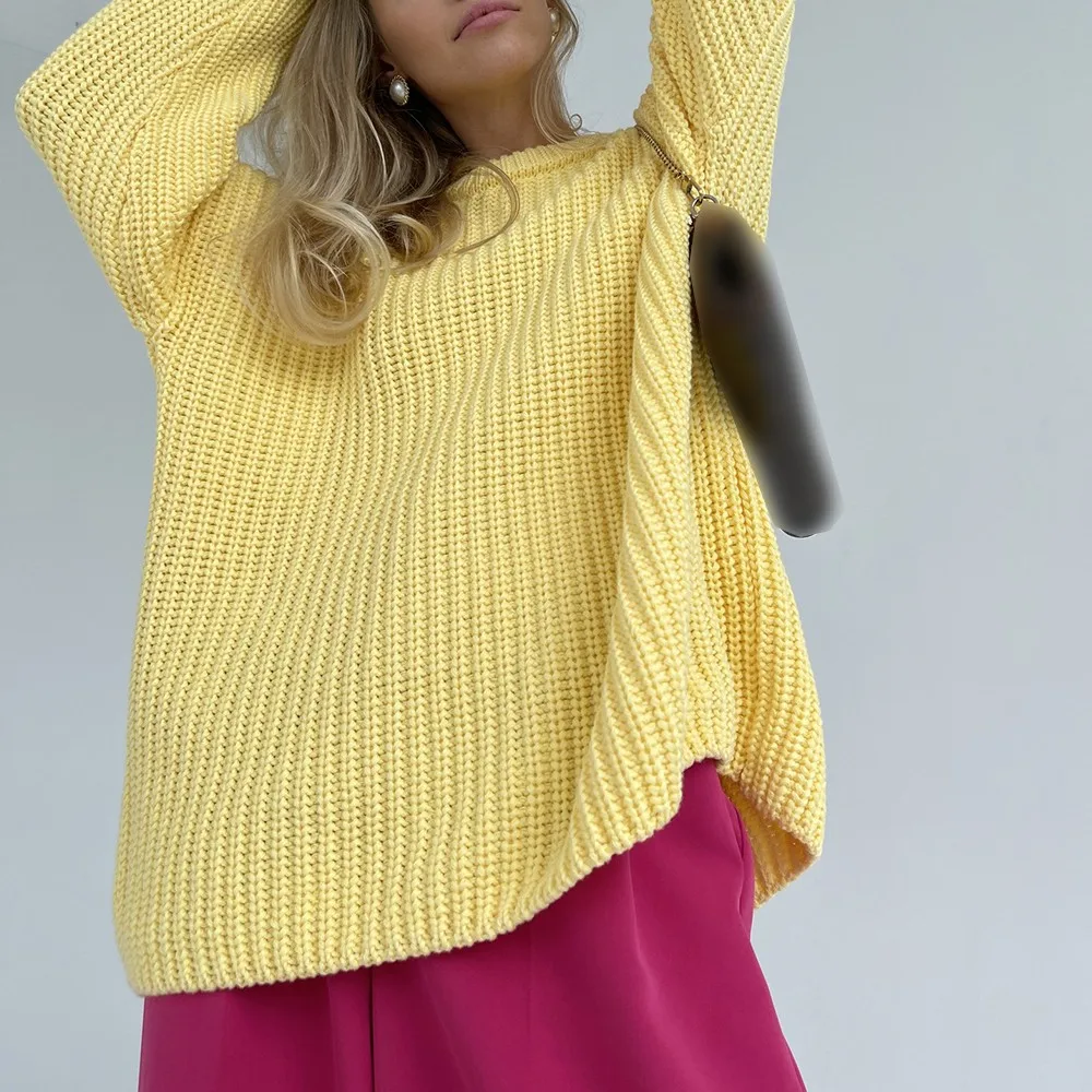 

Women's Long Sleeve Knitted Sweater Ladies Pullover Warm Jumper Casual Blouse Tops Winter Clothes Loose Winter Clothes
