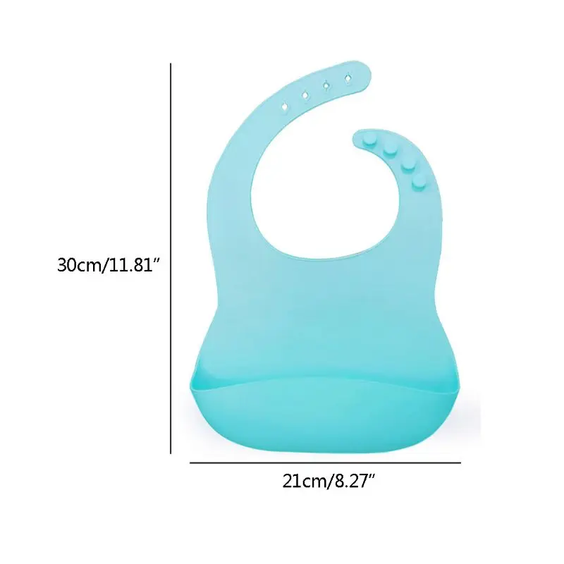 

Solid Color Baby Silicone Waterproof Bib with Pockets Feeding Saliva Towel Apron