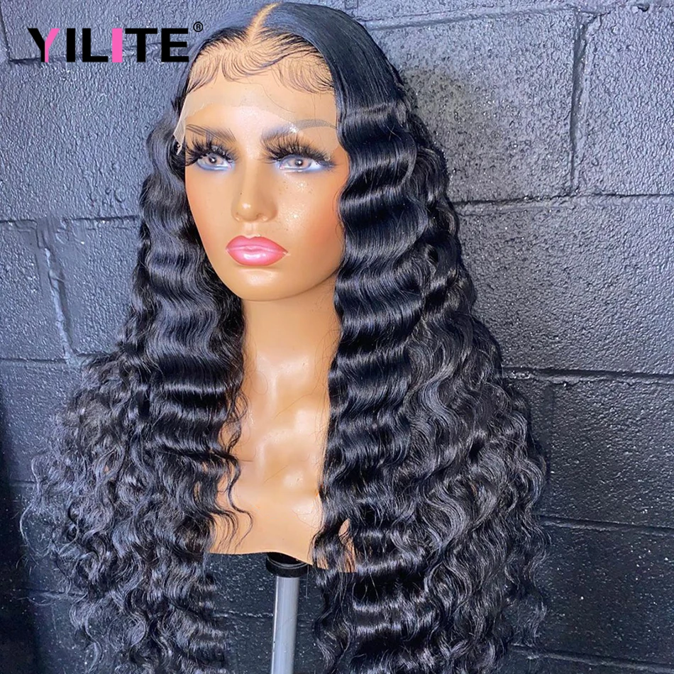 

13x4 Lace Front Human Hair Wigs Natural Color For Women Deep Wave Soft Malaysia Human Hair Wig Swiss HD Lace Frontal Wig 30 Inch