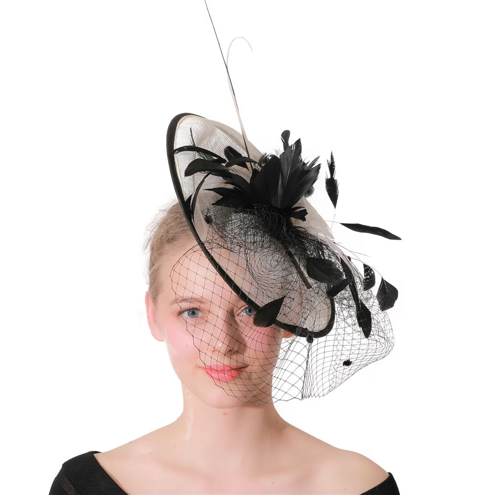 

Lady Fascinator Millinery Hat Party Headband Wedding Sinamay Hat Wide Brim Fedora Kentucky Derby Headpiece Church Hair Accessory