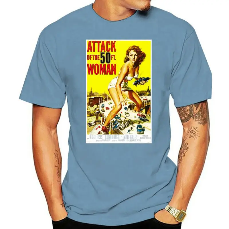 

0585K Retro Vintage Drive in Movie Attack of the 50 ft. Woman T shirt retro vintage attack b movie drive in sci fi